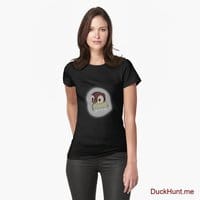 Ghost Duck (foggy) Black Fitted T-Shirt (Front printed)