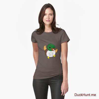 Super duck Dark Grey Fitted T-Shirt (Front printed) image