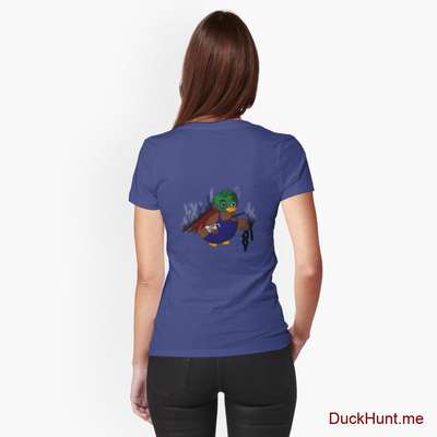 Dead Boss Duck (smoky) Blue Fitted T-Shirt (Back printed) image