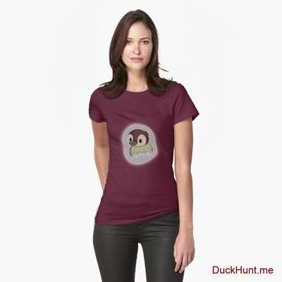 Ghost Duck (foggy) Dark Red Fitted T-Shirt (Front printed) image