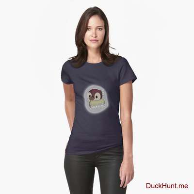 Ghost Duck (foggy) Dark Blue Fitted T-Shirt (Front printed) image