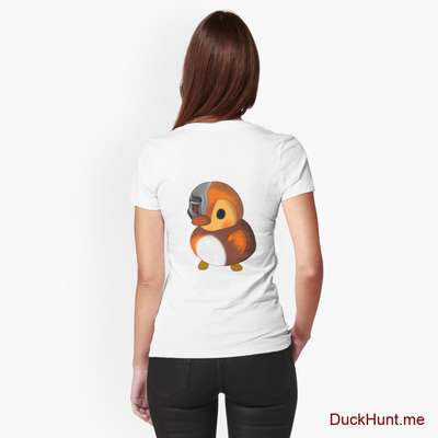 Mechanical Duck White Fitted T-Shirt (Back printed) image