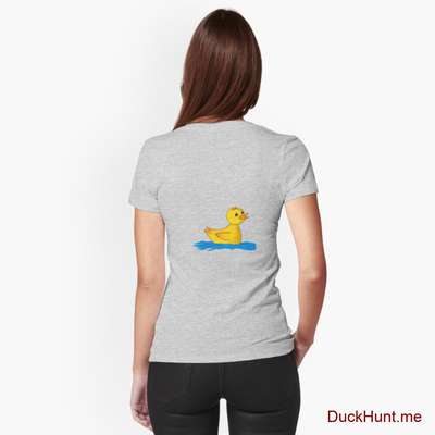 Plastic Duck Heather Grey Fitted V-Neck T-Shirt (Back printed) image