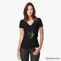 Golden Duck White Fitted V-Neck T-Shirt (Front printed)