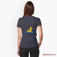 Plastic Duck Navy Fitted V-Neck T-Shirt (Back printed)