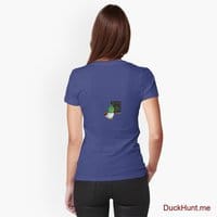 Prof Duck Blue Fitted V-Neck T-Shirt (Back printed)