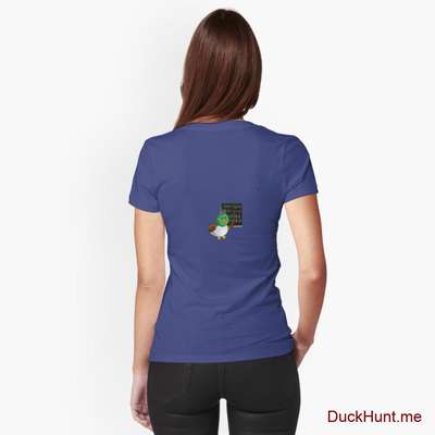 Prof Duck Blue Fitted V-Neck T-Shirt (Back printed) image