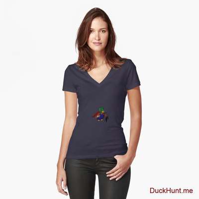 Dead DuckHunt Boss (smokeless) Navy Fitted V-Neck T-Shirt (Front printed) image