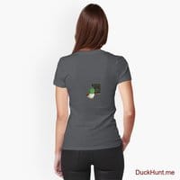 Prof Duck Dark Grey Fitted V-Neck T-Shirt (Back printed)