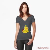Royal Duck Dark Grey Fitted V-Neck T-Shirt (Front printed)