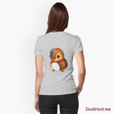 Mechanical Duck Heather Grey Fitted V-Neck T-Shirt (Back printed) image
