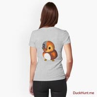 Mechanical Duck Heather Grey Fitted V-Neck T-Shirt (Back printed)