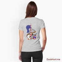 Armored Duck Heather Grey Fitted V-Neck T-Shirt (Back printed)