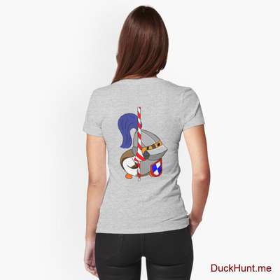 Armored Duck Heather Grey Fitted V-Neck T-Shirt (Back printed) image