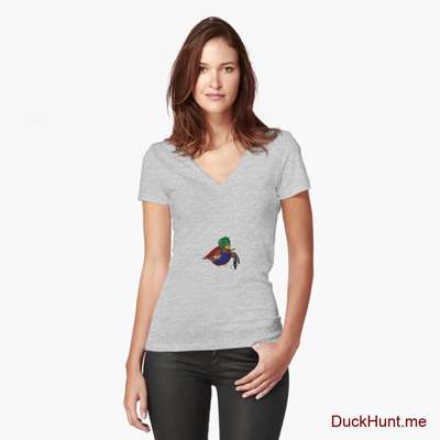 Dead DuckHunt Boss (smokeless) Heather Grey Fitted V-Neck T-Shirt (Front printed) image