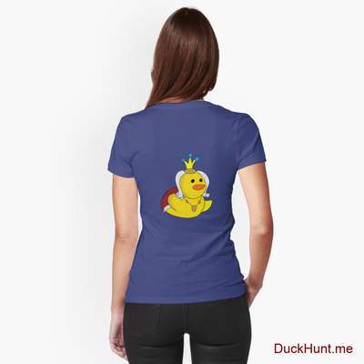 Royal Duck Blue Fitted V-Neck T-Shirt (Back printed) image