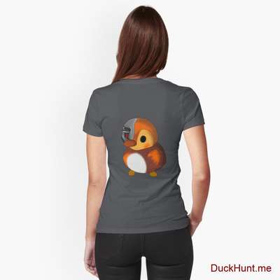 Mechanical Duck Dark Grey Fitted V-Neck T-Shirt (Back printed) image