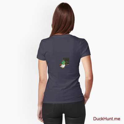 Prof Duck Navy Fitted V-Neck T-Shirt (Back printed) image
