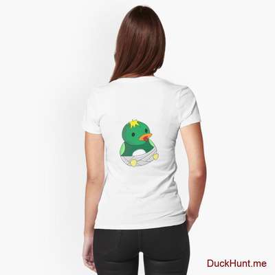 Baby duck White Fitted V-Neck T-Shirt (Back printed) image