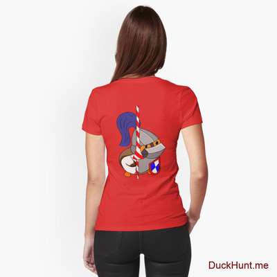Armored Duck Red Fitted V-Neck T-Shirt (Back printed) image