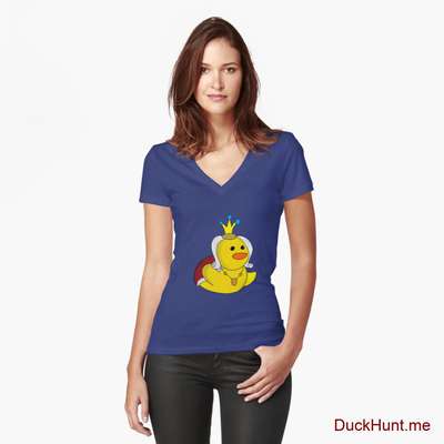 Royal Duck Blue Fitted V-Neck T-Shirt (Front printed) image