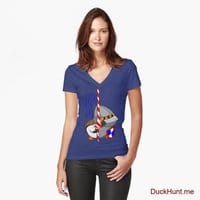 Armored Duck Blue Fitted V-Neck T-Shirt (Front printed)