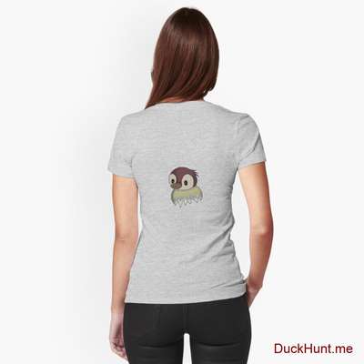 Ghost Duck (fogless) Heather Grey Fitted V-Neck T-Shirt (Back printed) image