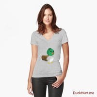Normal Duck Heather Grey Fitted V-Neck T-Shirt (Front printed)