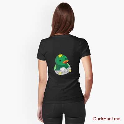 Baby duck Black Fitted V-Neck T-Shirt (Back printed) image