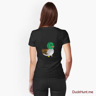 Normal Duck Black Fitted V-Neck T-Shirt (Back printed) image