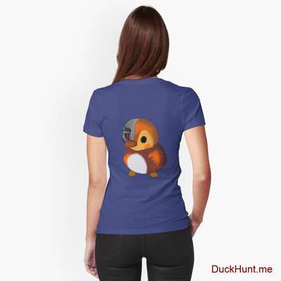 Mechanical Duck Blue Fitted V-Neck T-Shirt (Back printed) image