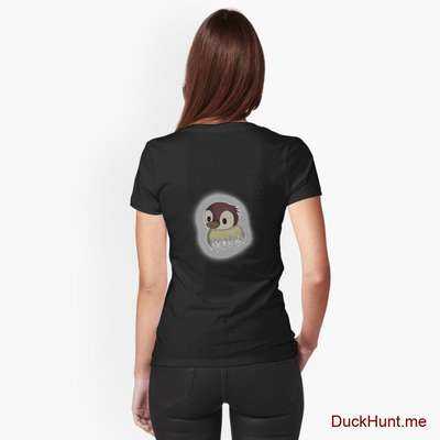 Ghost Duck (foggy) Black Fitted V-Neck T-Shirt (Back printed) image