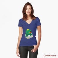 Baby duck Blue Fitted V-Neck T-Shirt (Front printed)