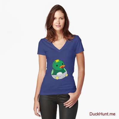 Baby duck Blue Fitted V-Neck T-Shirt (Front printed) image