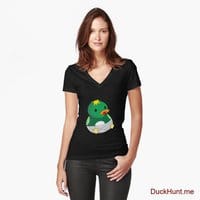 Baby duck Black Fitted V-Neck T-Shirt (Front printed)