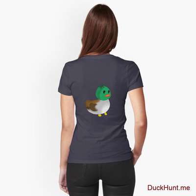 Normal Duck Navy Fitted V-Neck T-Shirt (Back printed) image