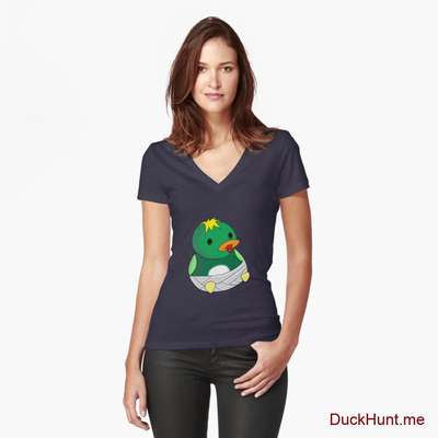 Baby duck Navy Fitted V-Neck T-Shirt (Front printed) image