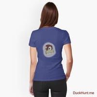 Ghost Duck (foggy) Blue Fitted V-Neck T-Shirt (Back printed)