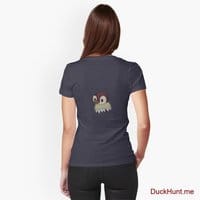 Ghost Duck (fogless) Navy Fitted V-Neck T-Shirt (Back printed)