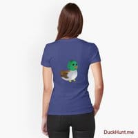 Normal Duck Blue Fitted V-Neck T-Shirt (Back printed)