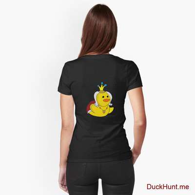 Royal Duck Black Fitted V-Neck T-Shirt (Back printed) image