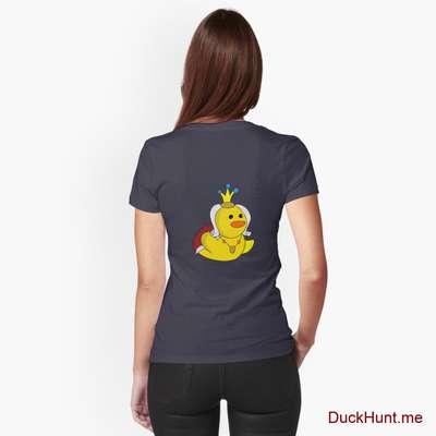 Royal Duck Navy Fitted V-Neck T-Shirt (Back printed) image