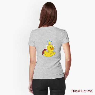 Royal Duck Heather Grey Fitted V-Neck T-Shirt (Back printed) image