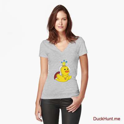 Royal Duck Heather Grey Fitted V-Neck T-Shirt (Front printed) image