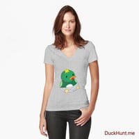 Baby duck Heather Grey Fitted V-Neck T-Shirt (Front printed)