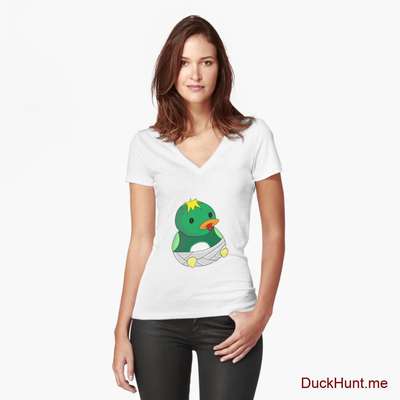 Baby duck White Fitted V-Neck T-Shirt (Front printed) image