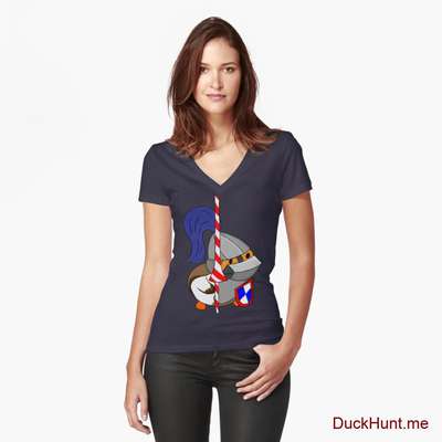 Armored Duck Navy Fitted V-Neck T-Shirt (Front printed) image