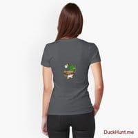 Kamikaze Duck Dark Grey Fitted V-Neck T-Shirt (Back printed)