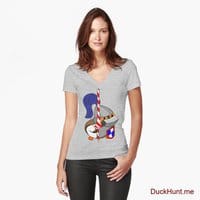 Armored Duck Heather Grey Fitted V-Neck T-Shirt (Front printed)