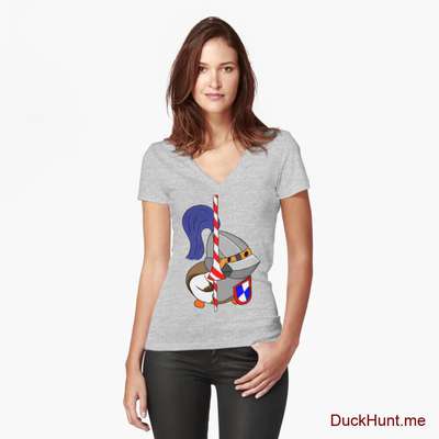 Armored Duck Heather Grey Fitted V-Neck T-Shirt (Front printed) image